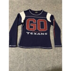 Reebok Women's Go Houston Texans Long Sleeve T-shirt M Cotton Navy White